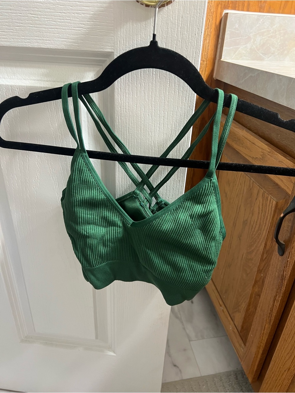 aerie Ribbed Crisscross Sports Bralette - Green